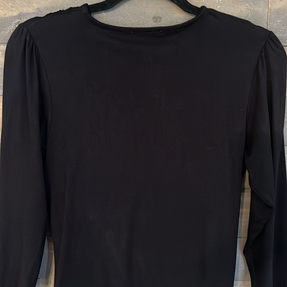 NEW Loveappella Faux Tie Wrap Top Size Small Color is Black - Picture 7 of 11